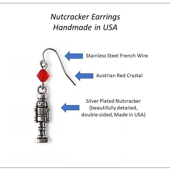 Nutcracker Earrings Christmas Holiday Dangle for Women Girls Jewelry Gifts - Picture 2 of 6